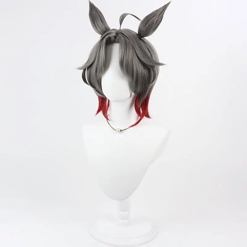 Anime Umamusume Pretty Derby Rose Kingdom Cosplay Wig Grey Ears Hairclips Tail Women Halloween Party Carnival Heat Resistant Wig view 4