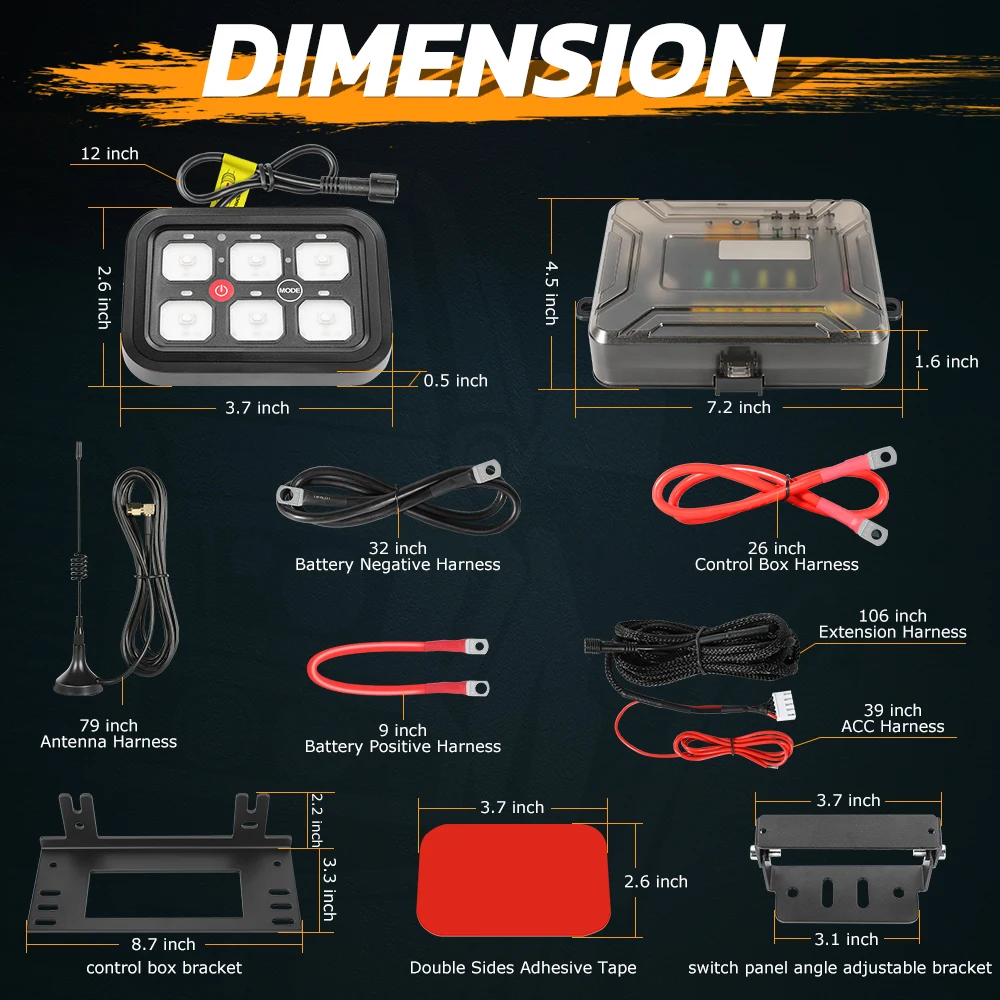 Universal 6 Gang Switch Panel 12v  Car Auxiliary Switch Panel with App Remote Control for 4wd Switch Panel Car Accessories
