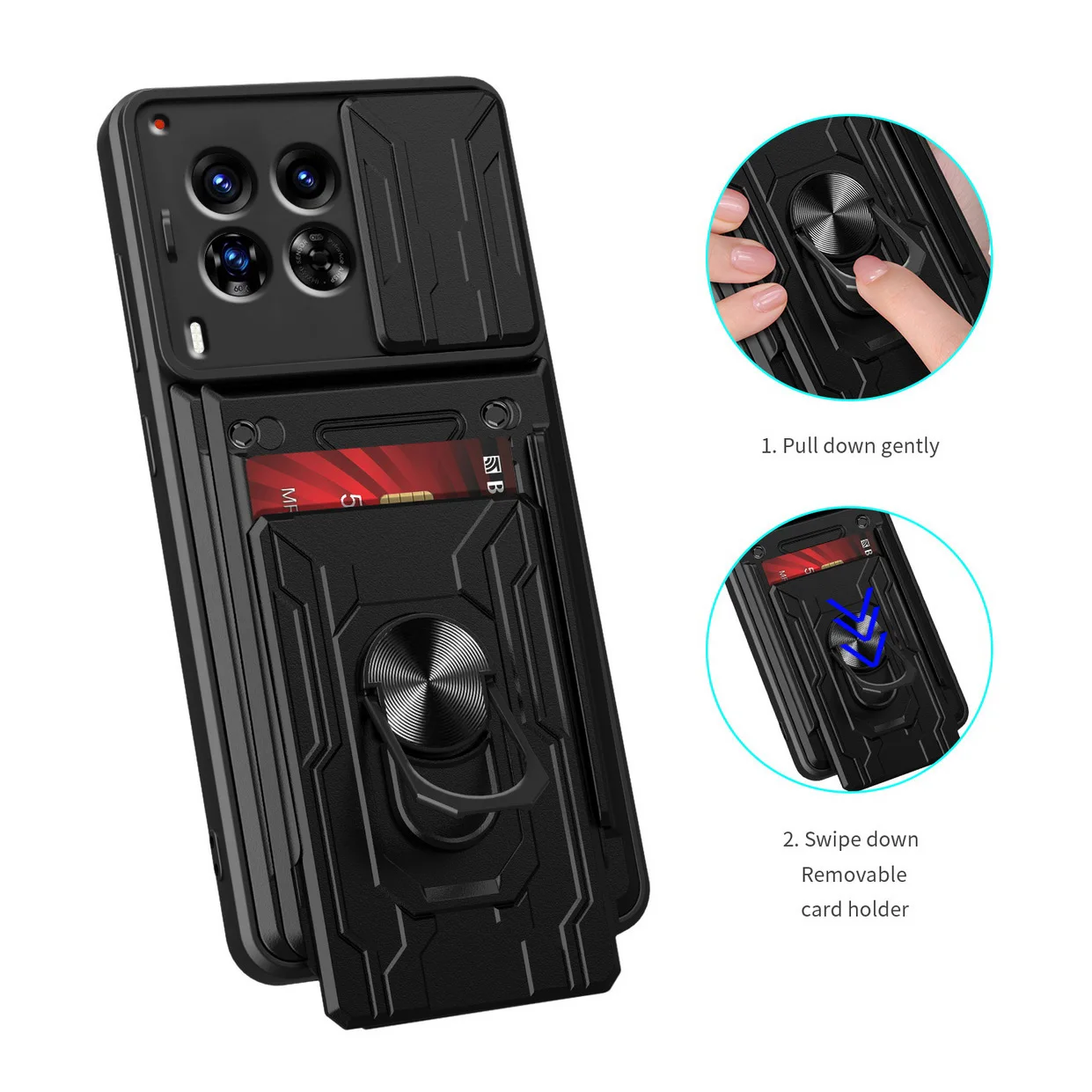 Card slot Camera protect case for Tecno Camon 30 Premier Tecno Camon30 Premier Armor Hybrid Ring Back Cover