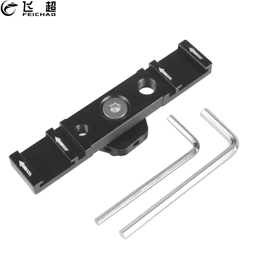 Aluminum Dual Cold Shoe Mount Adapter Extension Bar Vlog Camera Bracket Stand with 1/4 3/8 hole for DSLR Monitor LED Light Mic