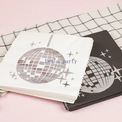 25Pcs/bag Disco Ball Disposable Napkins Tissues Towel for 70s Music Disco Theme Birthday Bachelorette Wedding Party Decoration