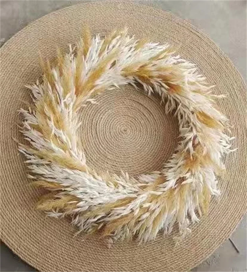 Dried Pampas Grass Wreaths for Indoor Farmhouse Boho Wall Hanging Decor,Handmade Natural Wreath,Baby Room Nursery Decorations