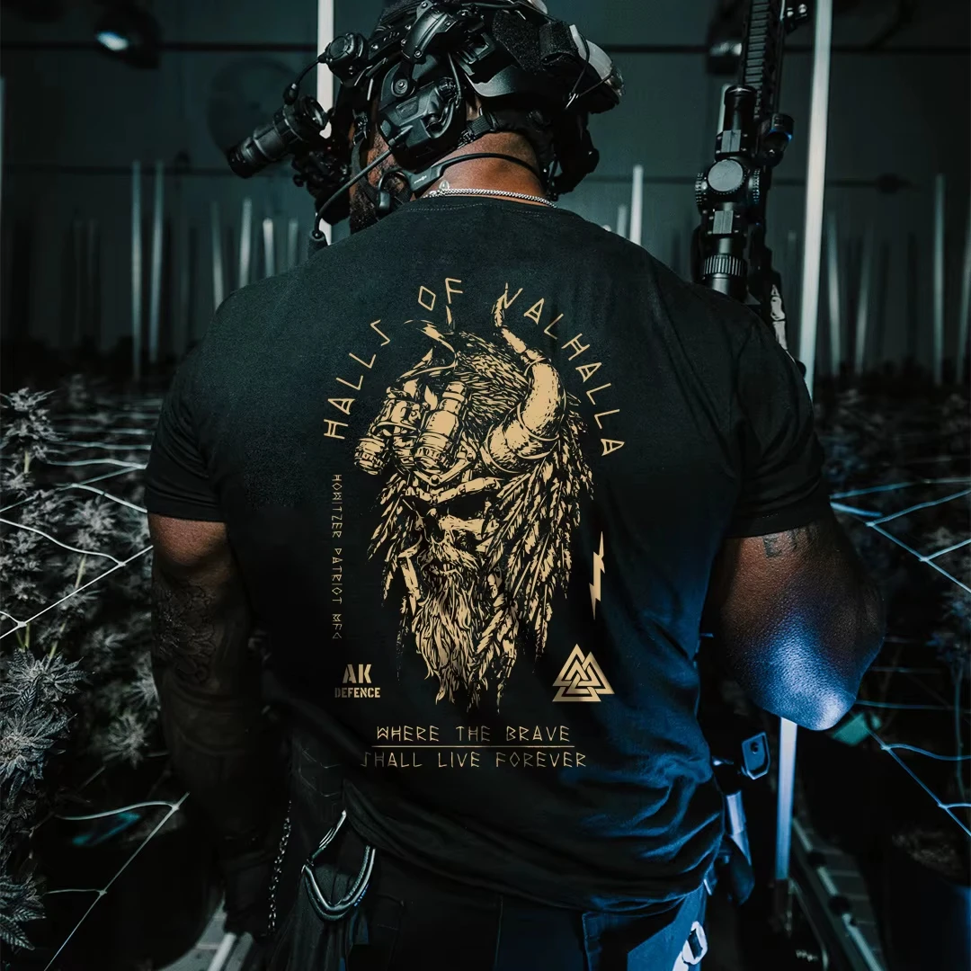 

NICHE Viking Warrior Crew Neck Short Sleeve T-Shirt American Tough Guy Short Sleeve T-shirt Summer Tactical Military Fan Men Top