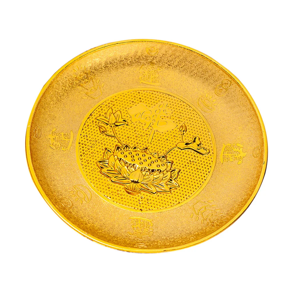 Sacrificial Offering Fruit Plate Creative Temple Plastic Tray Consumables Golden Blessing Lotus