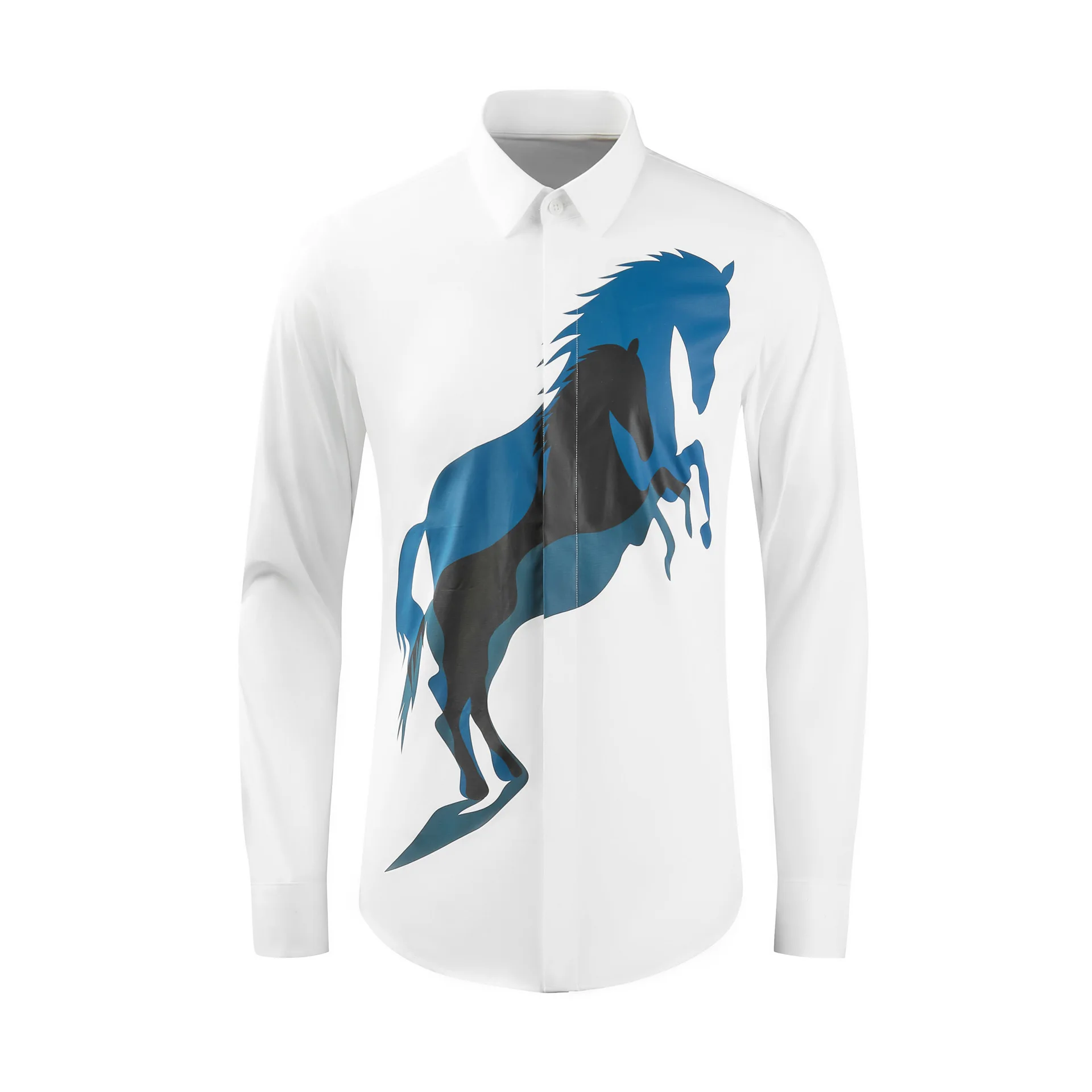 Men's Thousand Mile Horse Printed Men's Slimming Shirt International Popular Elements Featured Men's Wear