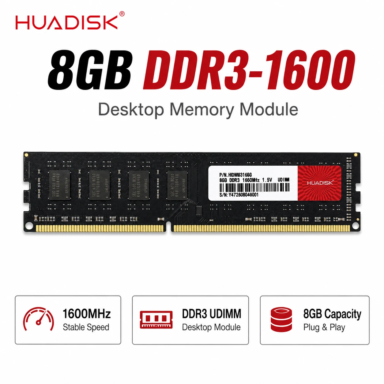 Memory Ram Upgrade - HUADISK 8GB DDR3 1600MHz RAM Desktop