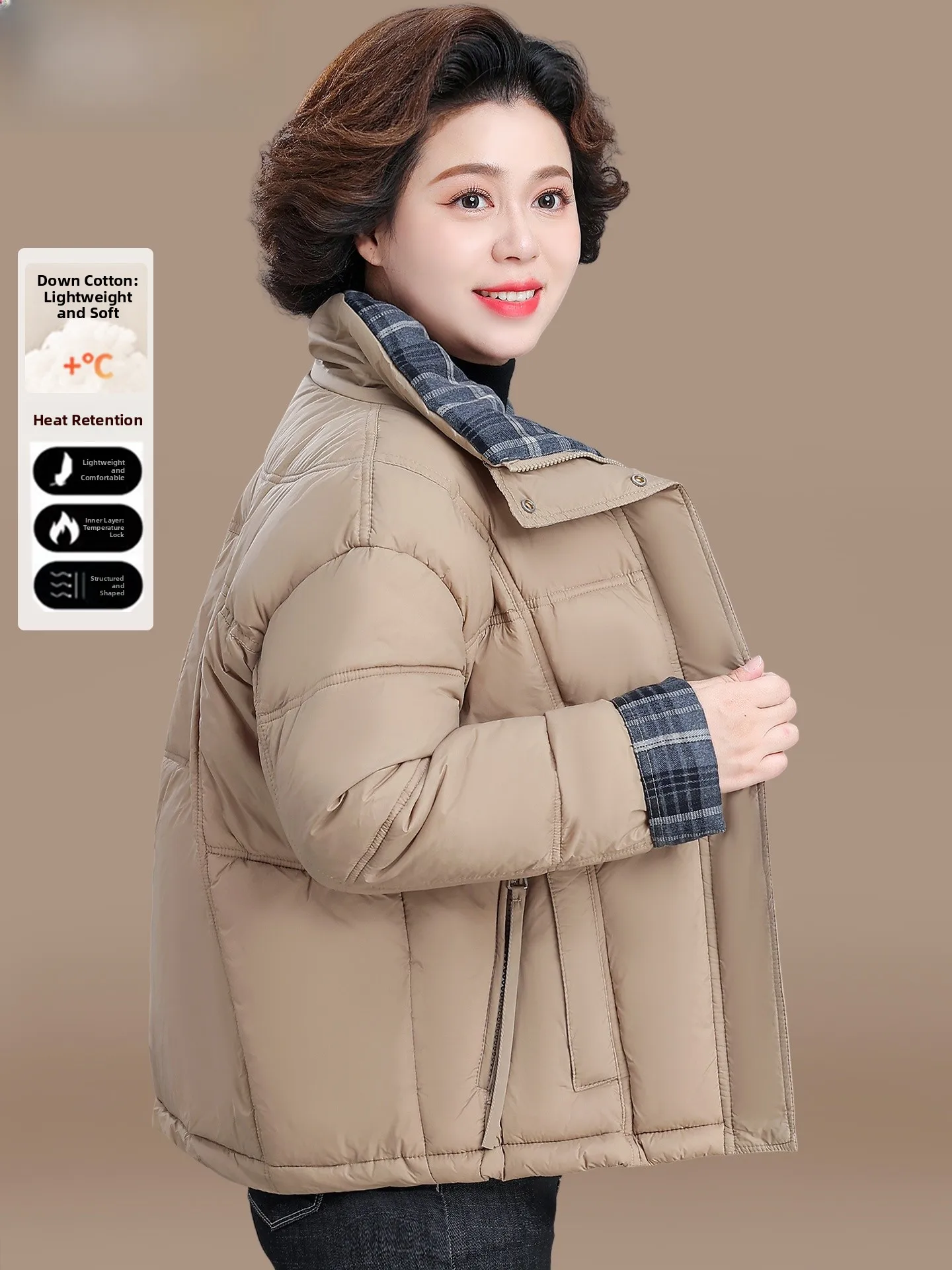 

Утепленная хлопковая куртка для женщин среднего и старшего возраста, теплая верхняя одежда на зиму, повседневная, на молнии, цветная