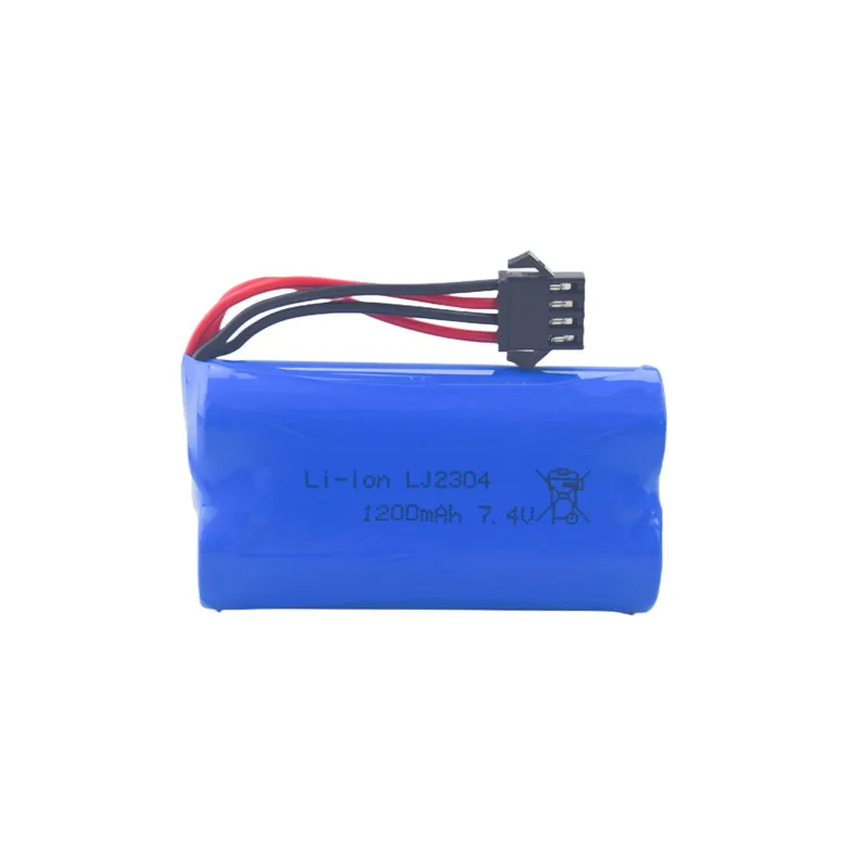 7.4V 1200mAh SM-4P Plug Rechargeable Battery With USB Charging Cable For EC08 RC Toy Cars, Off-Road Vehicles, RC Boat Batteries