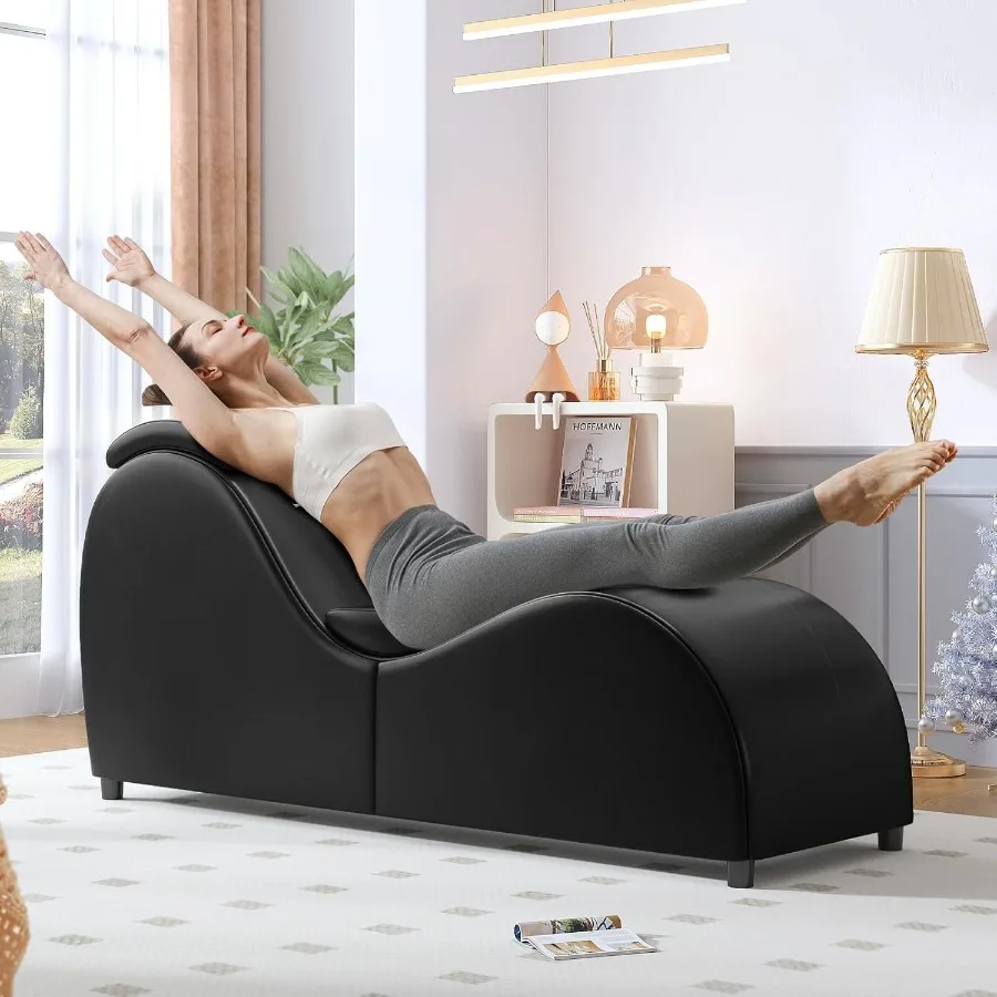 Curved Yoga Chair Sleek Chaise Lounge for Adults Yoga Sofa for Stretching Relaxing Exercising Modern Leather Yogas Chair with E