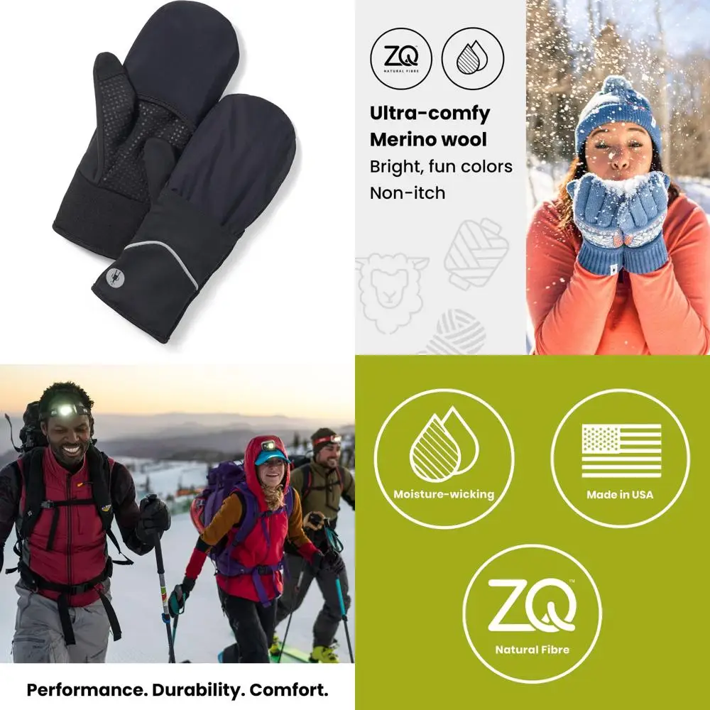 

Merino Wool Fleece Windproof Mittens - Active Outdoor Winter Sports, Unisex Comfortable Handwear