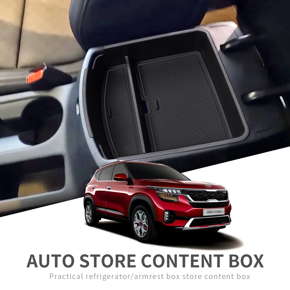 for KIA SELTOS KX3 2020-2021 Car Accessories Center Storage Box Arm Rest Armest Glove Holder Plate Car Container Organize
