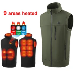 USB Heating Vest Jacket Men Winter Warm Vests Infrared 9 Heating Areas Vest Jacket Electric Heated Vest Male