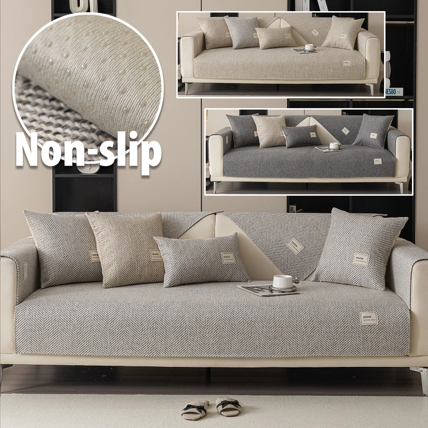 

Cotton Linen Sofa Cover All Seasons Living Room Non-slip Sofa Seat Cover Couch Slipcover Pet Friendly Sofa Towel Couch Slipcover
