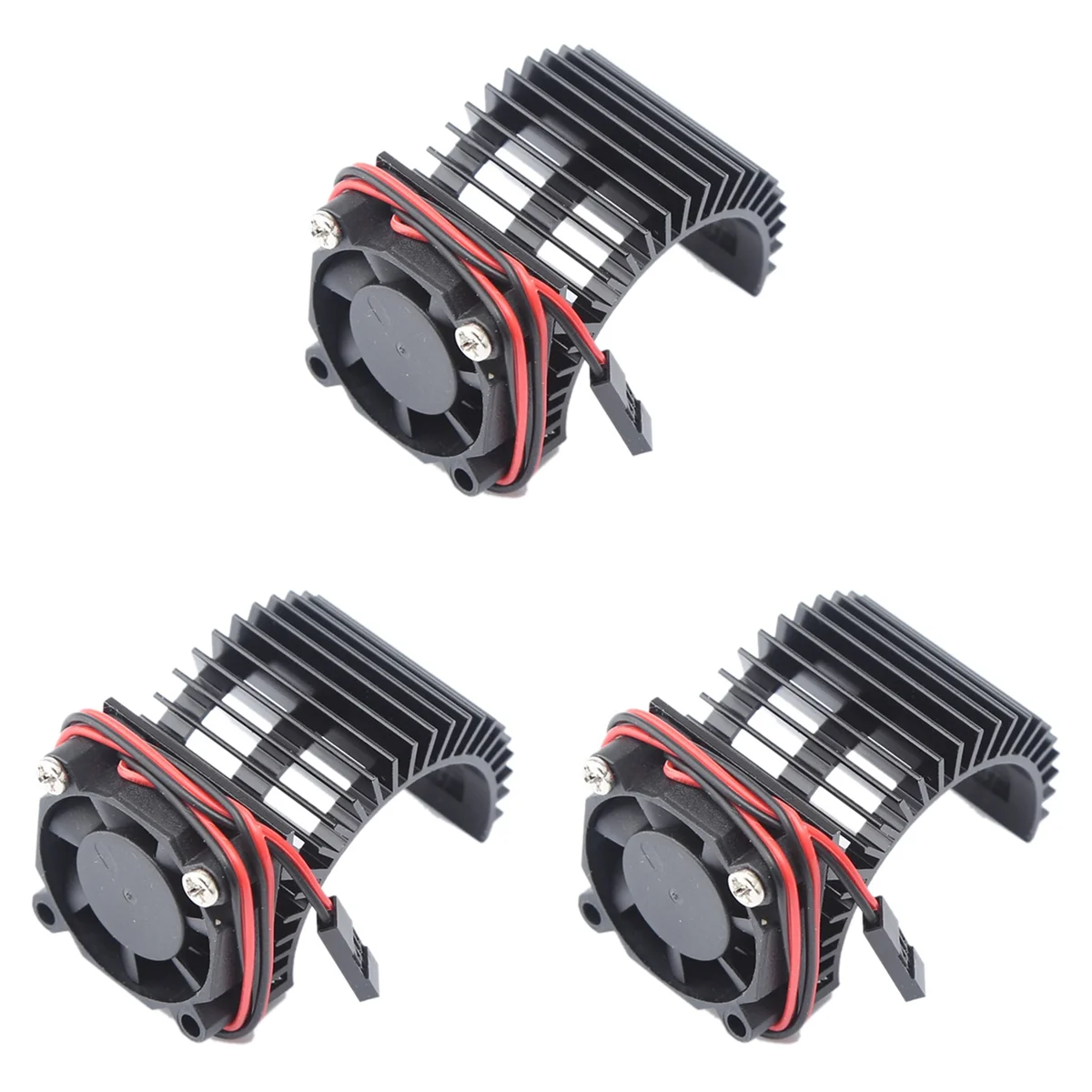 A72Z 3X 3650 Motor Heat Sink and Cooling Fan Set for 1/10 RC Car 540/550 3650/3660 Motor 1:10 RC Car Parts -Black