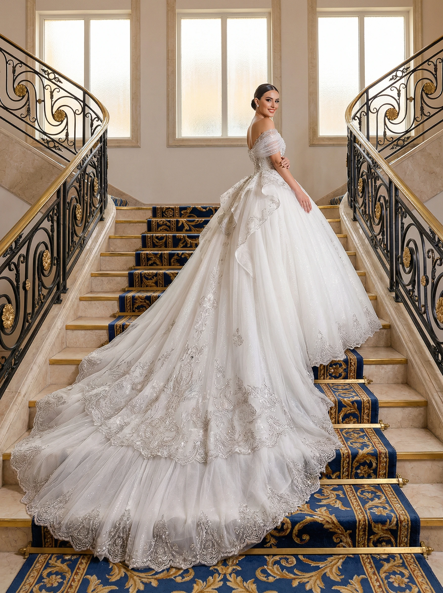 

Свадебное платье-баллон на заказ, без бретелек, с открытыми плечами, из блестящего тюля, с бисерной отделкой, со шлейфом, в пол, для невесты, Vestidos De Noiva