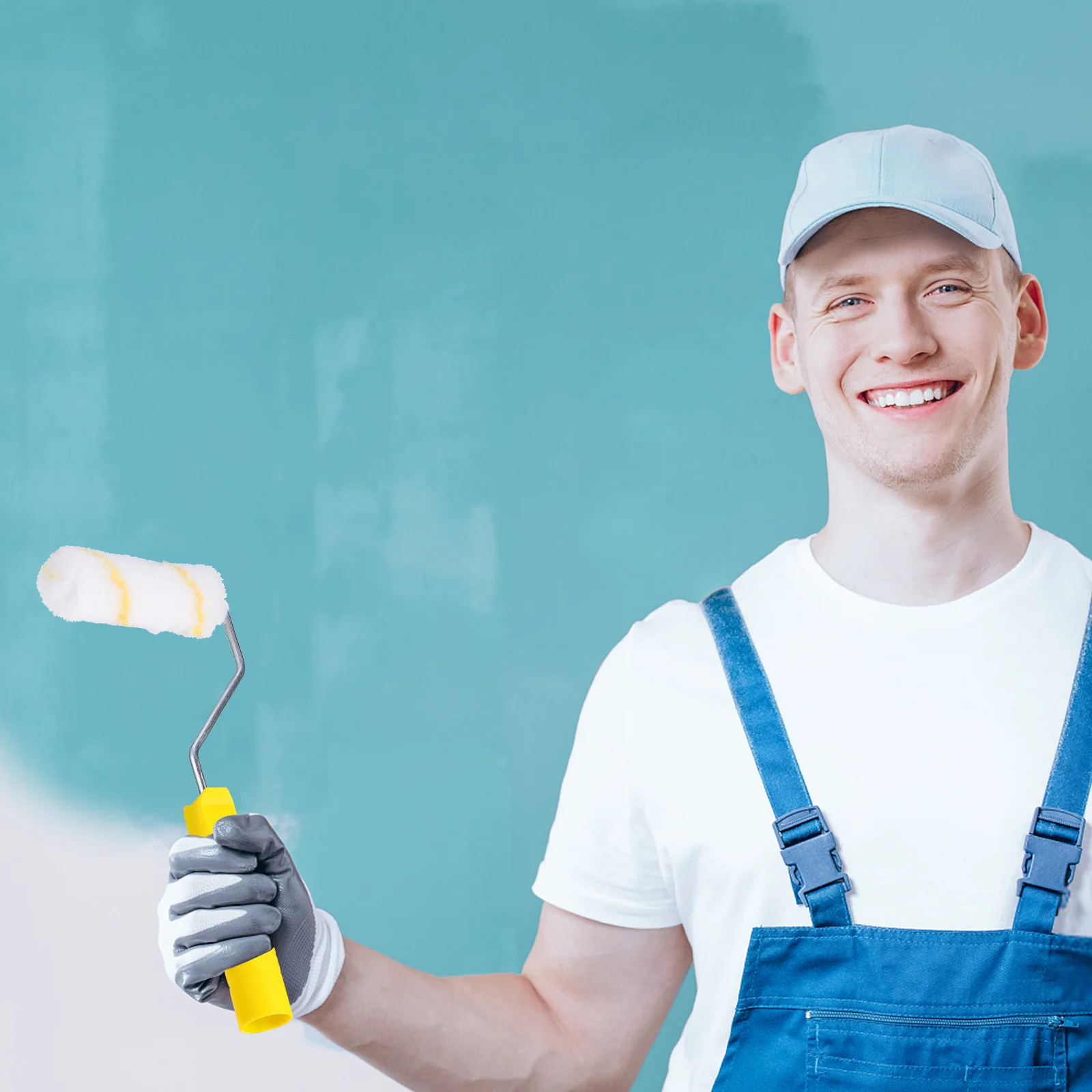 

1 Set Paint Roller Brush Kit With Tray Wall Painting Tools Fiber Lightweight Handle Mini Roller For Smooth Coating