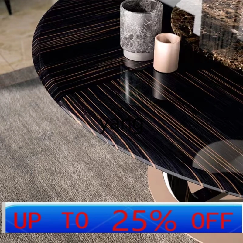 

Ltt Italian light luxury marble veneer round table model room villa living room dining table