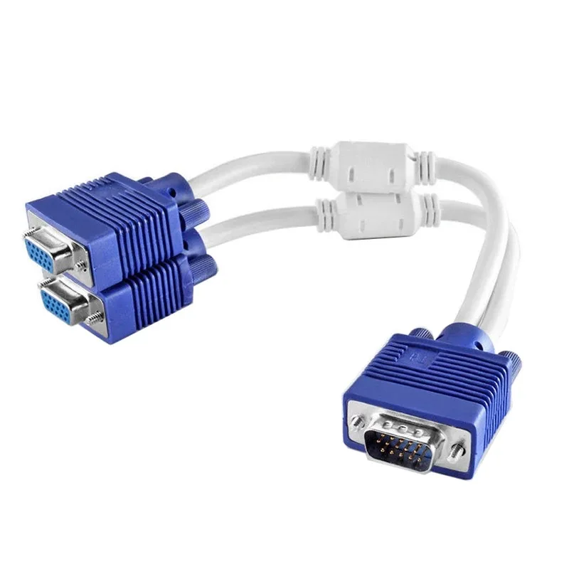 RGB VGA SVGA «папа» на 2 VGA, два гнезда, адаптер-сплиттер HDB15, удлинительный кабель с сердечником, разъем-адаптер VGA, преобразователь