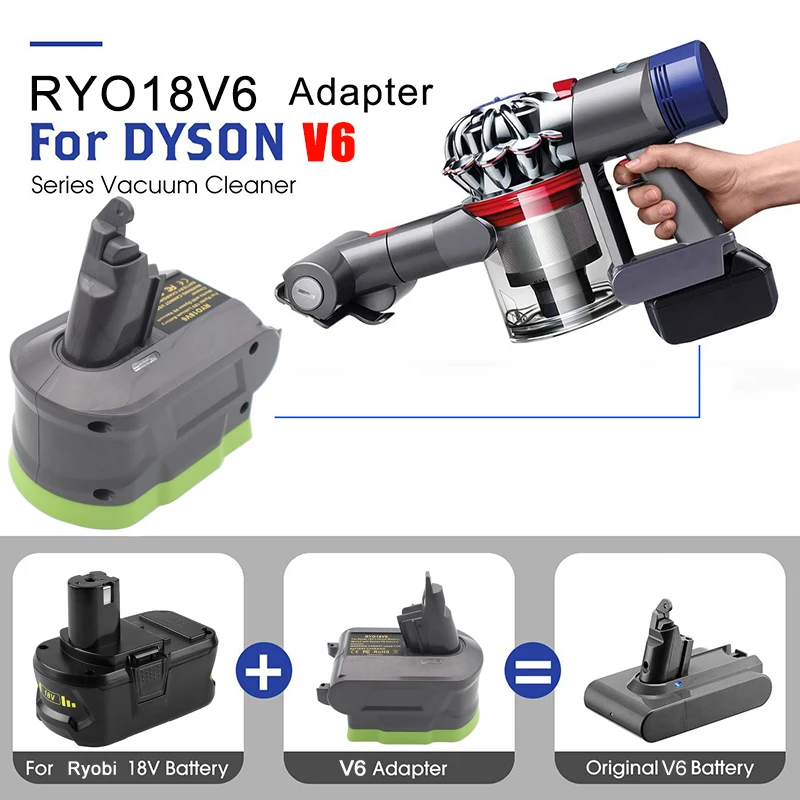 Li-ion Battery Adapter RYO18V6 MAN20V6 EIN18V6 For Ryobi For Einhell For Craftsman Suitable For Dyson V6 Series Vacuum Cleaner