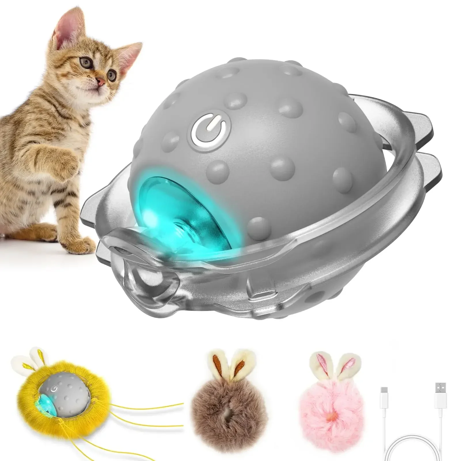 

Sports Activated Interactive Cat Toy Indoor Cat with Automatic Moving Ball Toy Spinning Ball and Light Electric Cat Mouse Toys