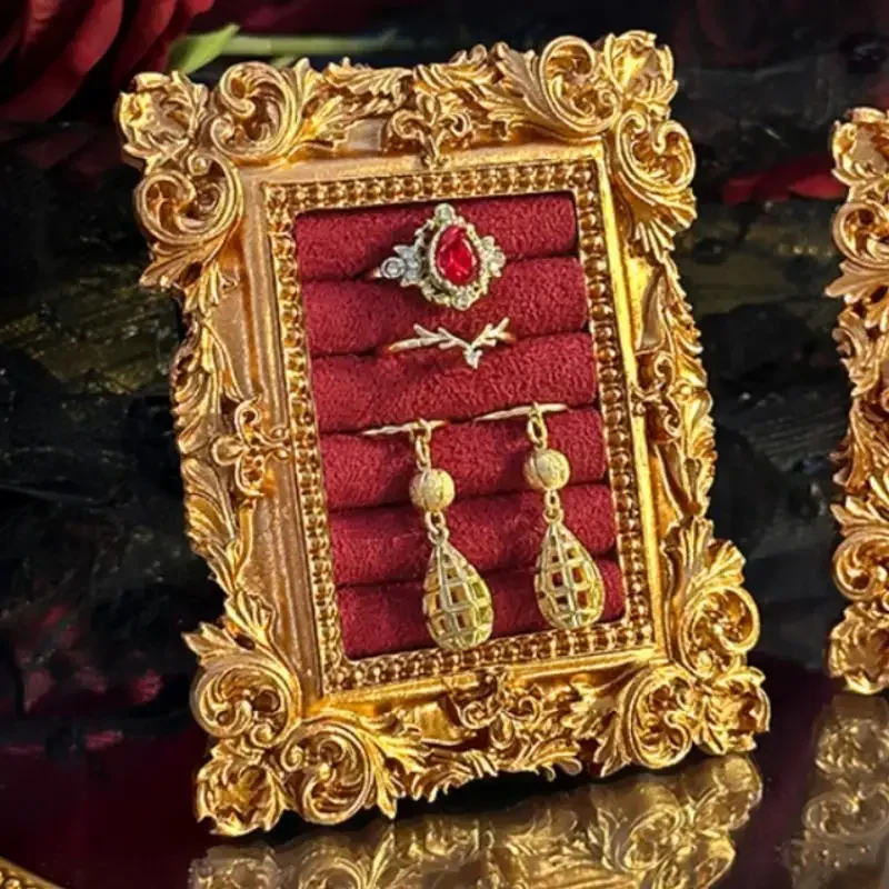 

Квадратная подставка в стиле ретро для демонстрации колец и сережек, деревянный поднос для витрины ювелирных изделий, реквизит для декора окна магазина