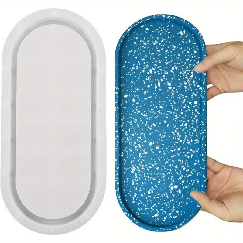 

Large Oval Rolling Tray Mold - 13in Silicone Tray Molds with Edges for Epoxy Resin Craft & Home Decor