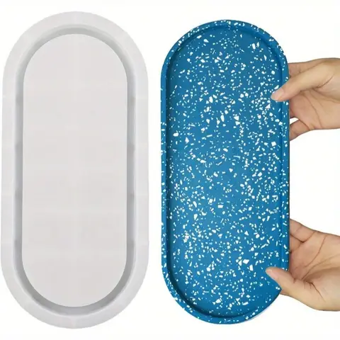 Large Oval Rolling Tray Mold - 13in Silicone Tray Molds with Edges for Epoxy Resin Craft & Home Decor