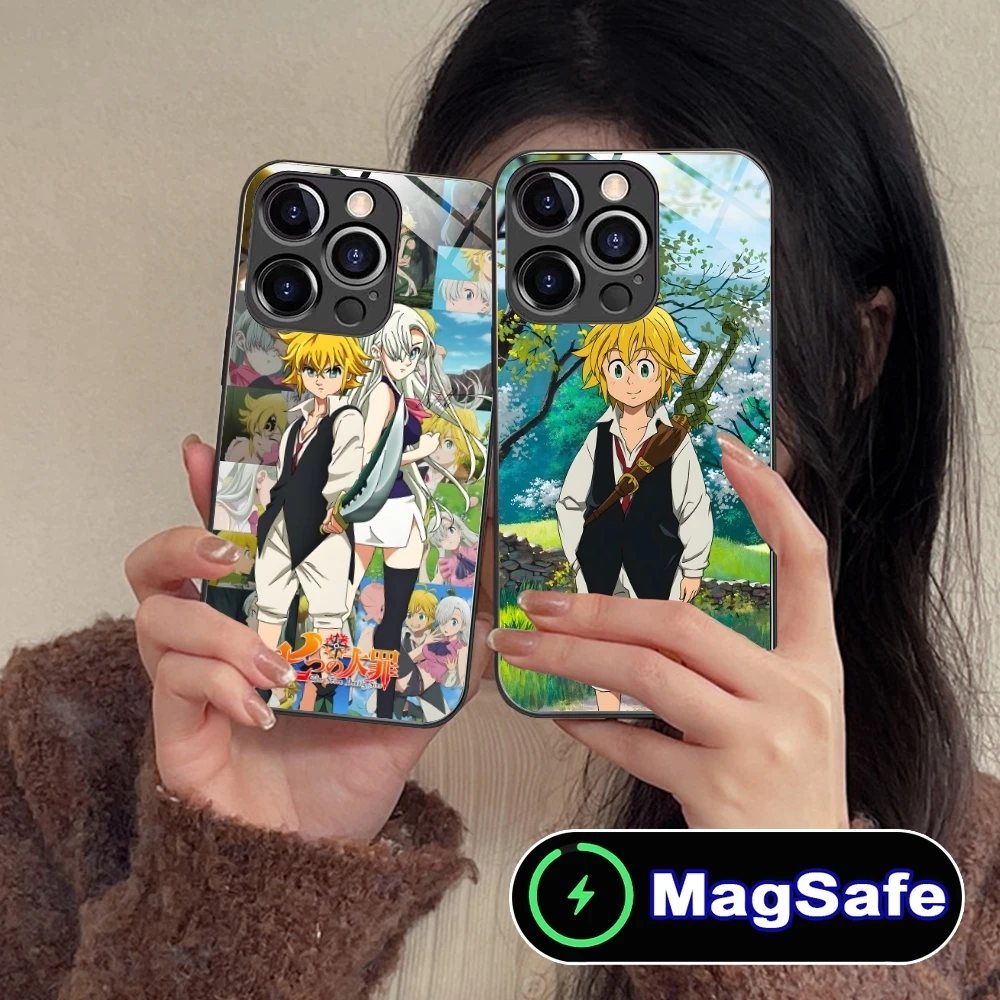 Seven Deadly Sins Meliodas Mobile Phone Case for iPhone 16 15 14 13 12 11 Pro Max Plus Mini MagSafe Wireless Charging Glass Cove