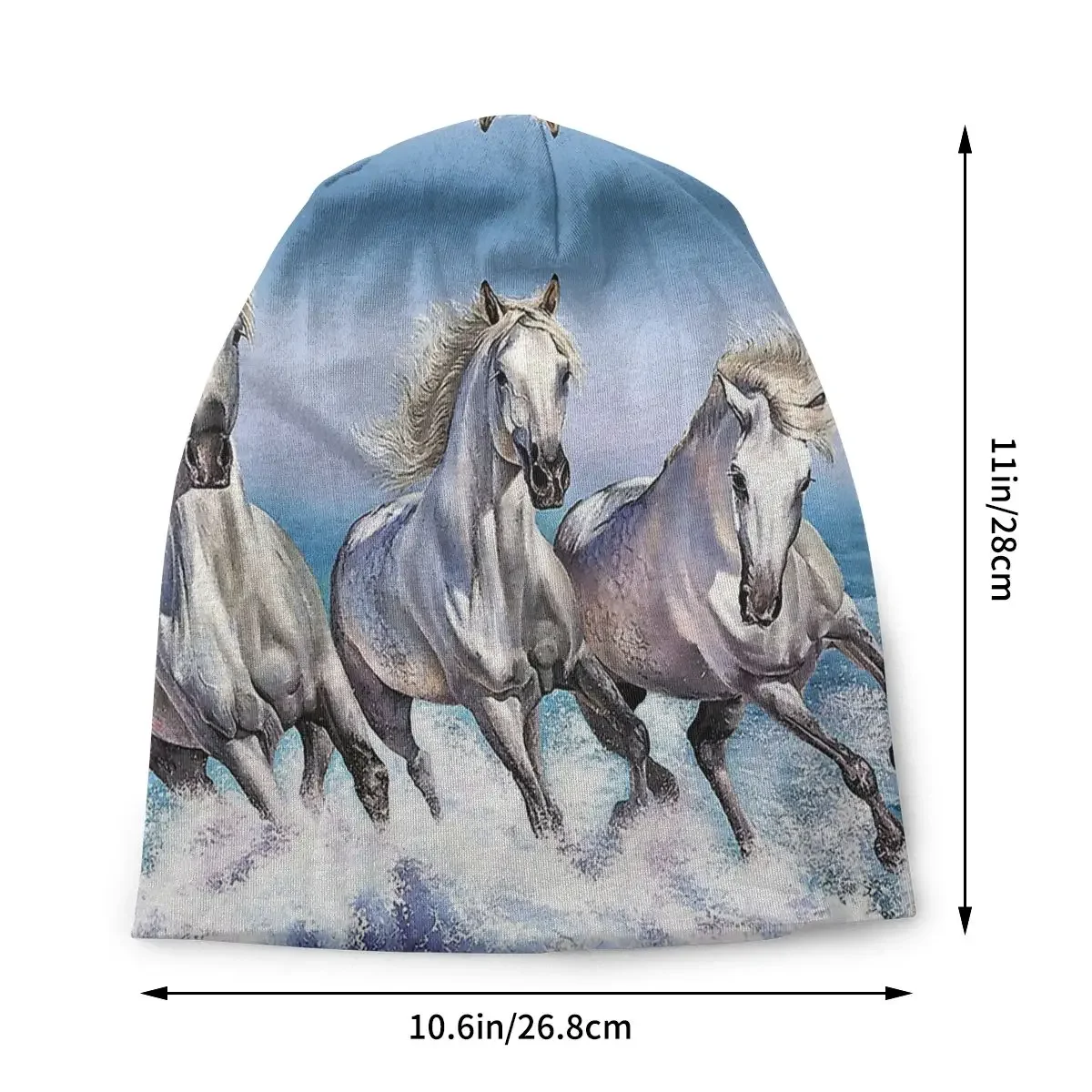 Katerina Lefevre Horse ON THE BEACH Galloping  Run Quickly Autumn Female Thin Beanies Windproof Unisex Skullies Bonnet Hats