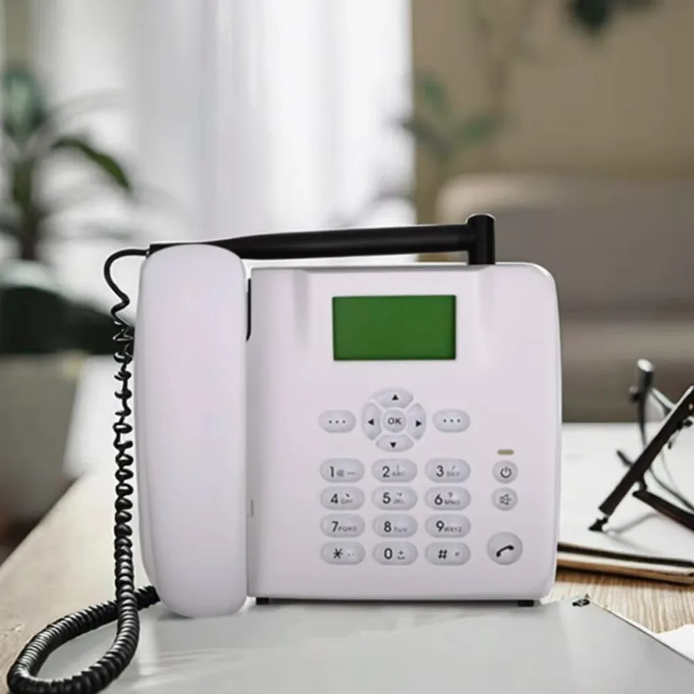 4G GSM Wireless Office Home Card Telephone Elderly Fixed-Line Landline Phone with FM Radio SIM Cards and Wires for Home Use