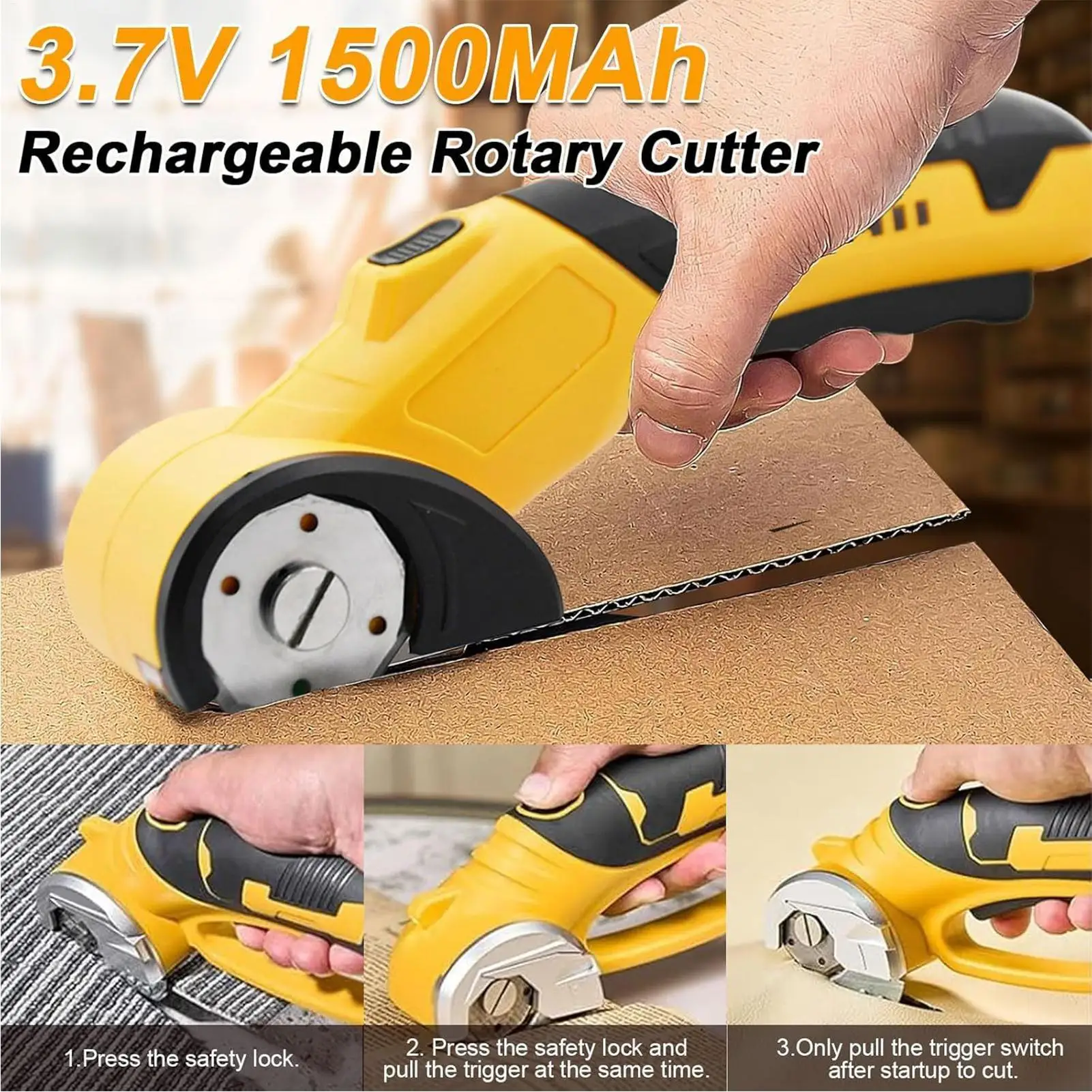 

Cordless Electric Scissors 320RPM Portable Box Cutting Tool With Safety Lock And LED Light Rechargeable Rotary Electric Scissors