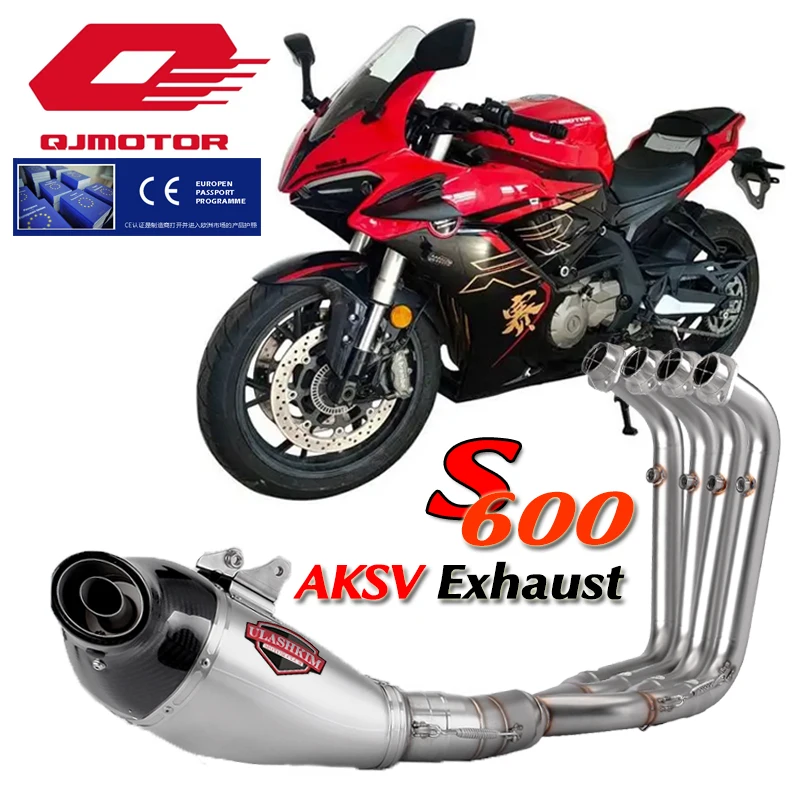 

Motorcle Exhuatst Full System Header Pipe For QJMOTOR S 600 Muffler With AKSV Exhaust QJmotor S600