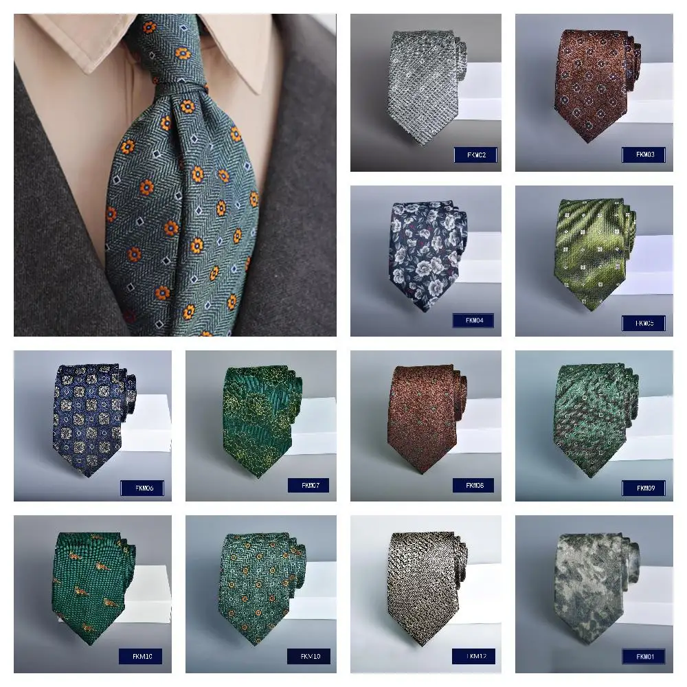 

7.5cm Hand Strike Man Tie Floral Jacquard Necktie Blue Green Color Ties For Men Dot Floral Tie Wedding Business Accessories