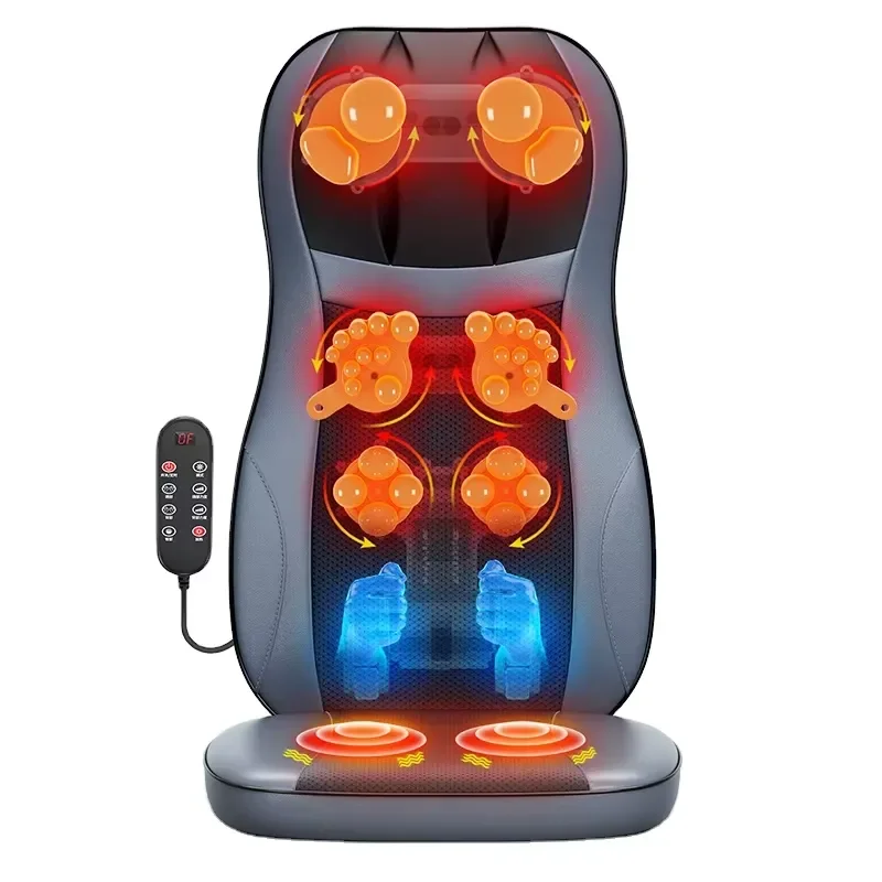 for Electric Car Seat Massage Pad with Heating and Vibration Leather Shiatsu Kneading Massager  Waist Neck Full Body Relief