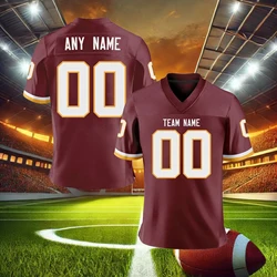 Custom Burgundy White American Football Jersey Personalized Printed Team Name Number Men Women Youth Kids Uniform Fans Gift