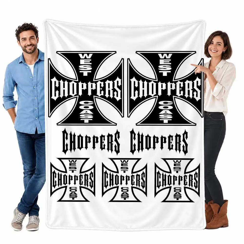 Bold Brand West Coast Choppers Throw Custom Printed Flannel Fleece Blanket for Sofa Bed Office Travel & Camping