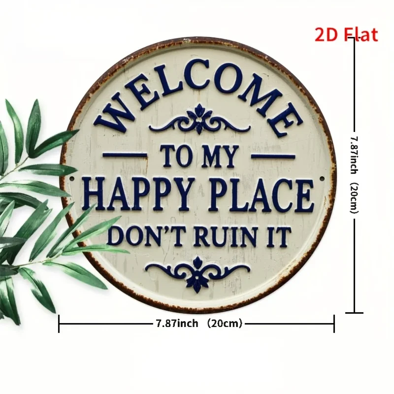 2D Flat, Rustic Metal Welcome Sign - 