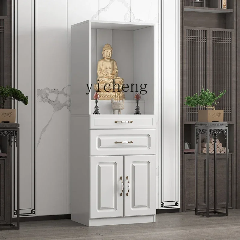 Buddhist niche offering table Buddhist platform vertical cabinet with door household economical God of Wealth offering table