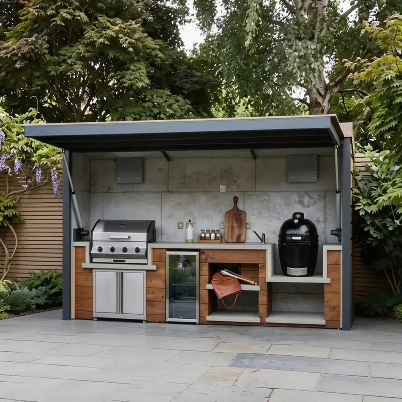 Custom Stainless Steel Prefab Modular Bbq Grill Set Complete Waterproof Outdoor Kitchen Island Fridge Outdoor Kitchen with
