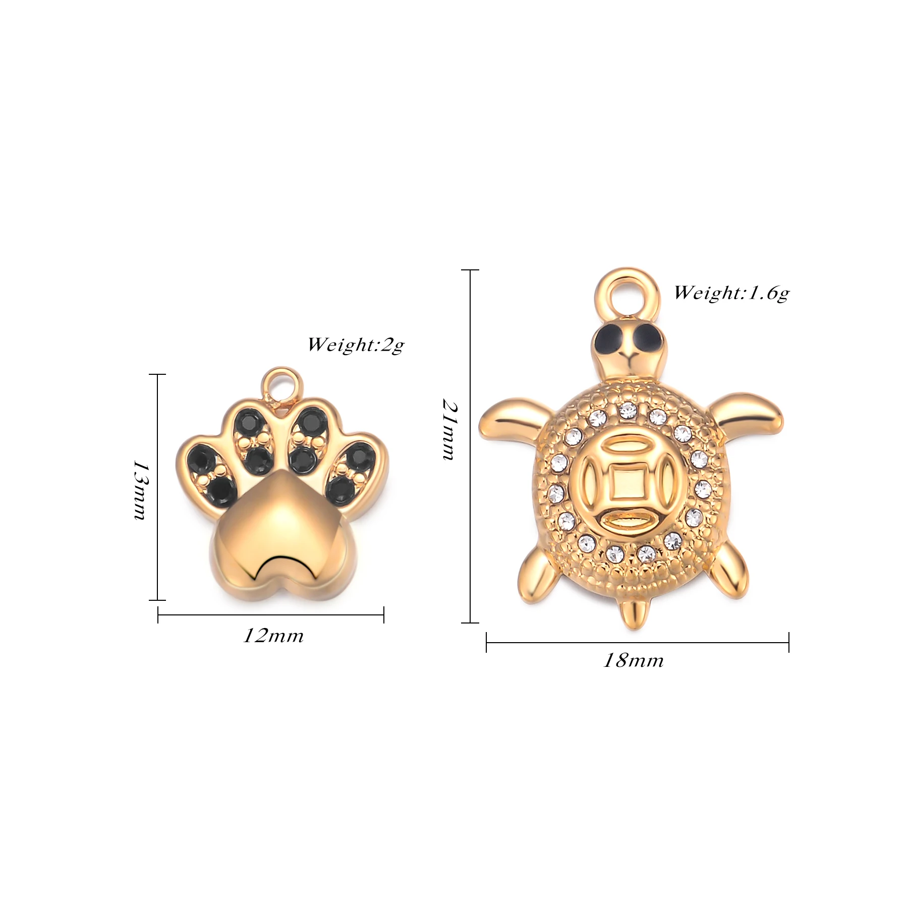 2 قطعة إكسسوارات السلحفاة الحيوانات الأليفة مع سحر حجر الراين DIY بها بنفسك صنع سوار الفولاذ المقاوم للصدأ قلادة أقراط المعلقات #3