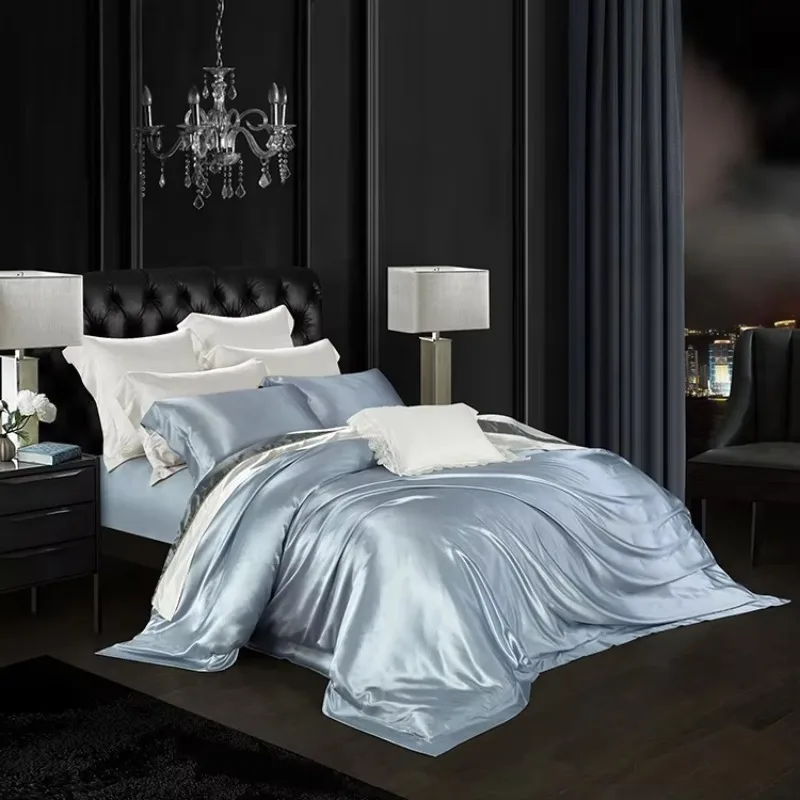 

Luxury Solid Color 19/22mm Mulberry Four-piece Home Hotel Natural Silk Bedding