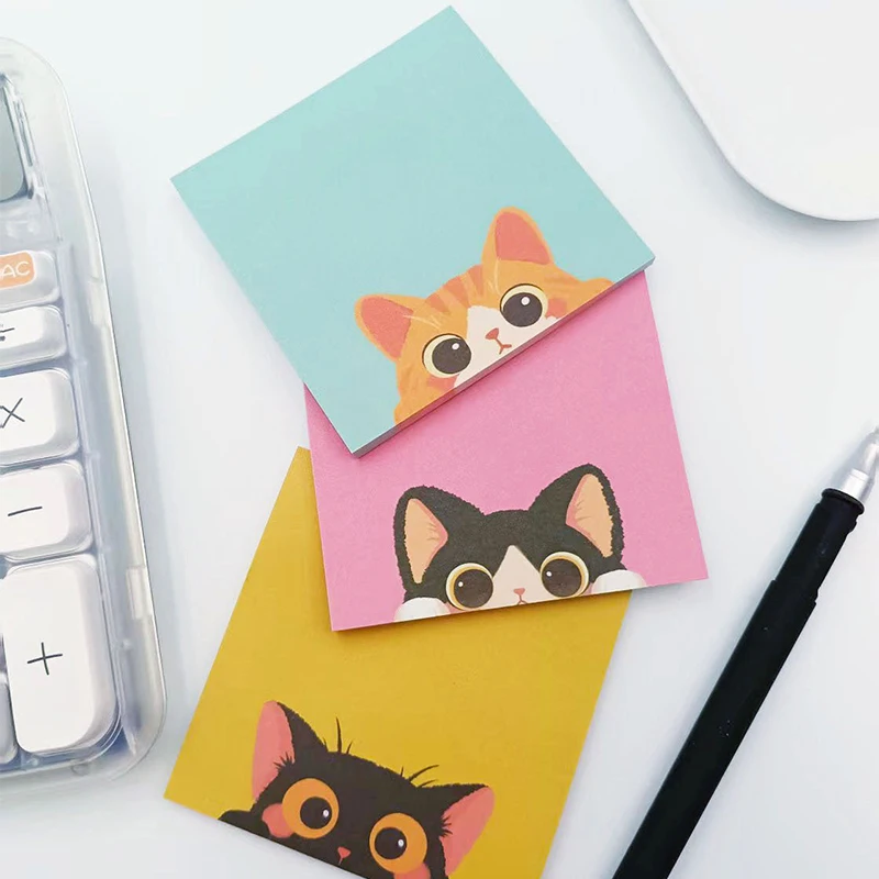 50 ورقة لطيف القط ملاحظات لاصقة الكرتون الحيوان الإبداعية لوحات مذكرة رسالة ورقة ملاحظات الطالب القرطاسية المدرسية هدية الجوائز