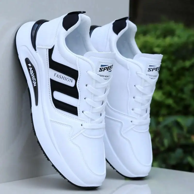 

Men's Spring Waterproof Leather Surface Dad Shoes Anti-Odor Running Casual Style White Sneakers Comfortable All-Season Footwear