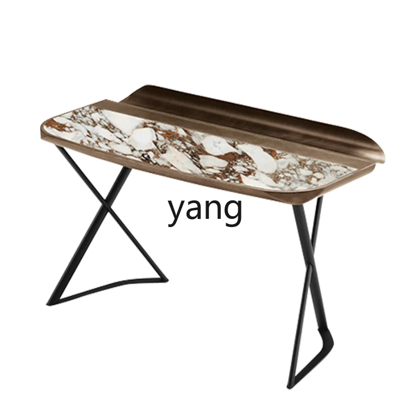 

Yjq Minimalist Light Luxury Bronze High-End Dressing Table Bedroom Stone Plate Makeup Desk Designer Model