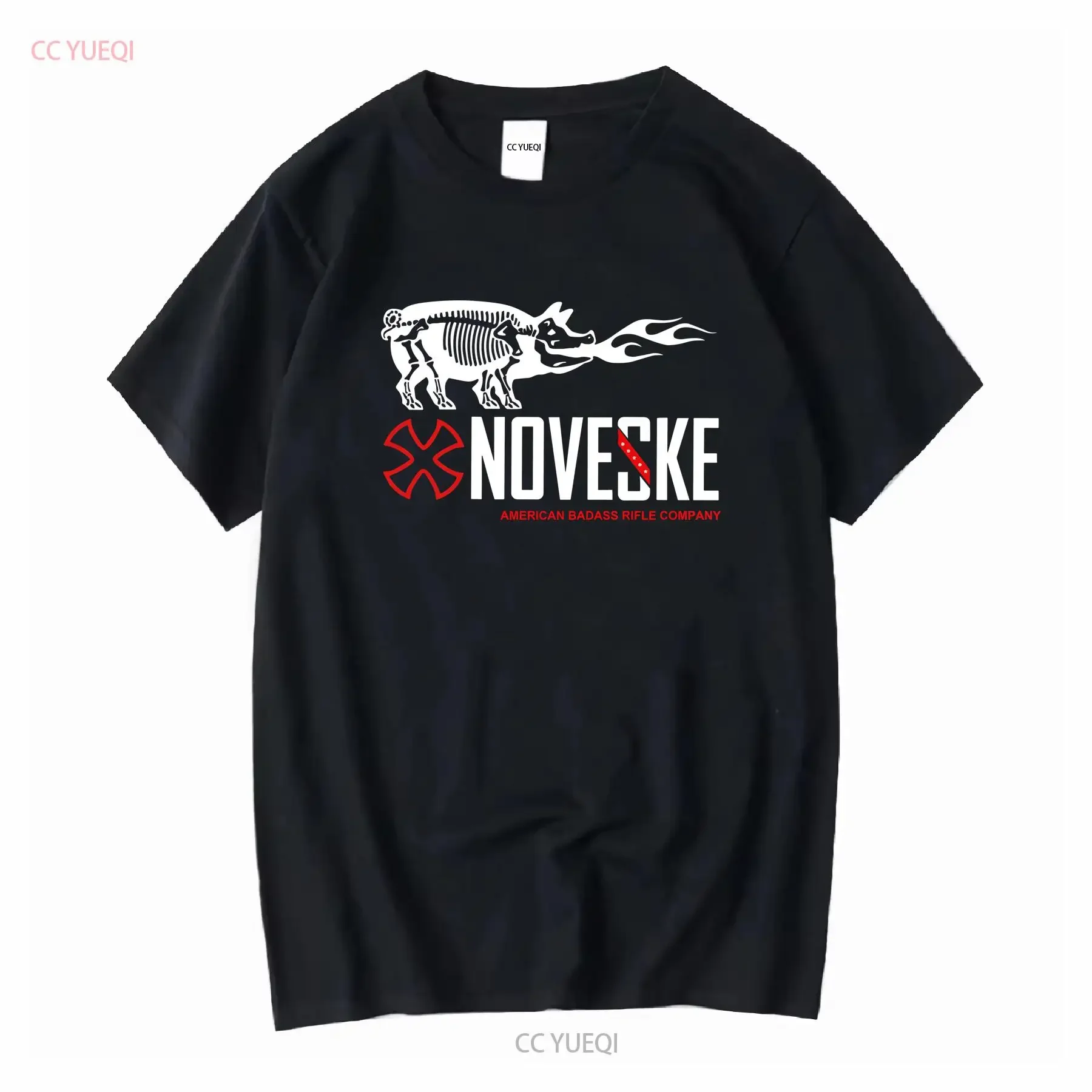 New Noveske Rifleworks Flaming Logo BLack T Shirt  Sizes S 5XL long sleeves vintage Washed Breathable Soft streetwear Versatile