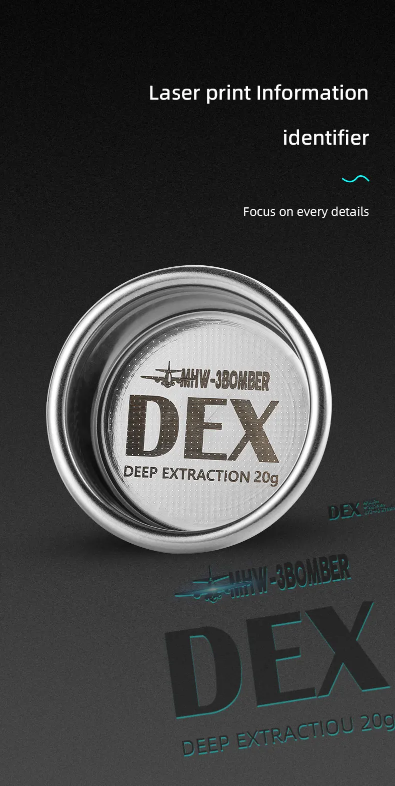 MHW-3BOMBER DEX Präzise 58,5mm Espresso-Kaffeefilterkörbe mit Espresso-Puck-Sieb Passend für 58mm Siebträger Barista-Zubehör – Detail 12