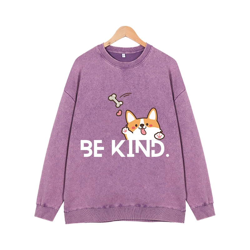 2024 new pullover sweater Keji cute puppy simple and loose trend long sleeve top