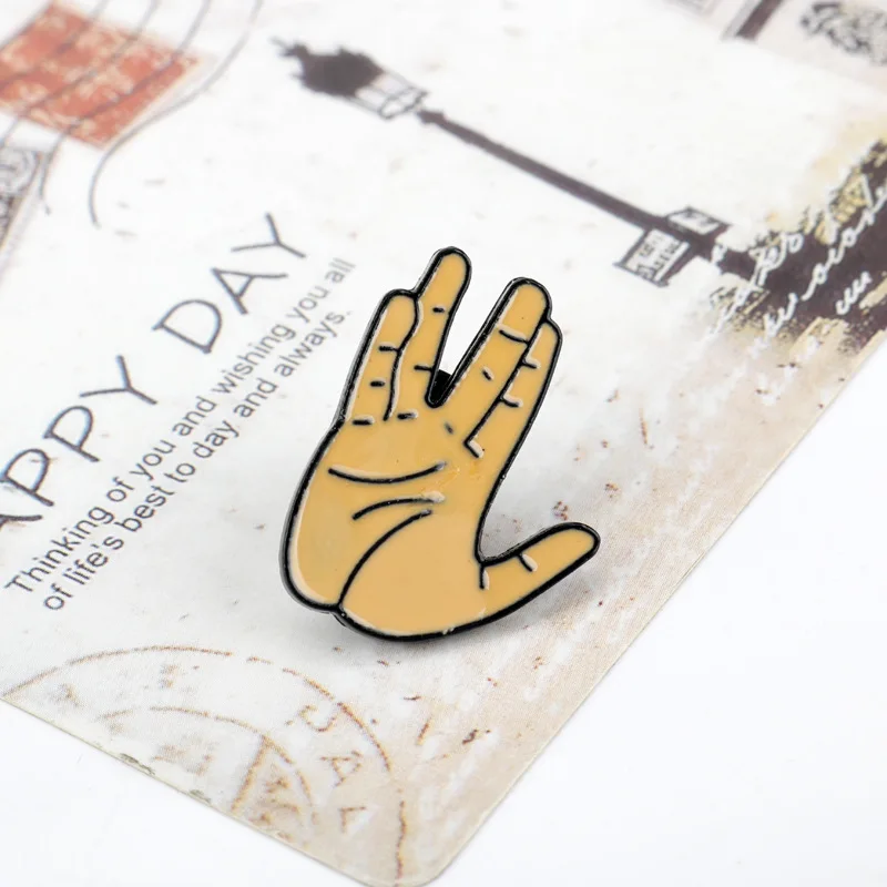 St-Star X Trek Science Fiction Movie Gesture Enamel Brooch Cute Funny Cartoon Metal Badge Lapel Pin Jewelry Accessories Fan Gift image 5