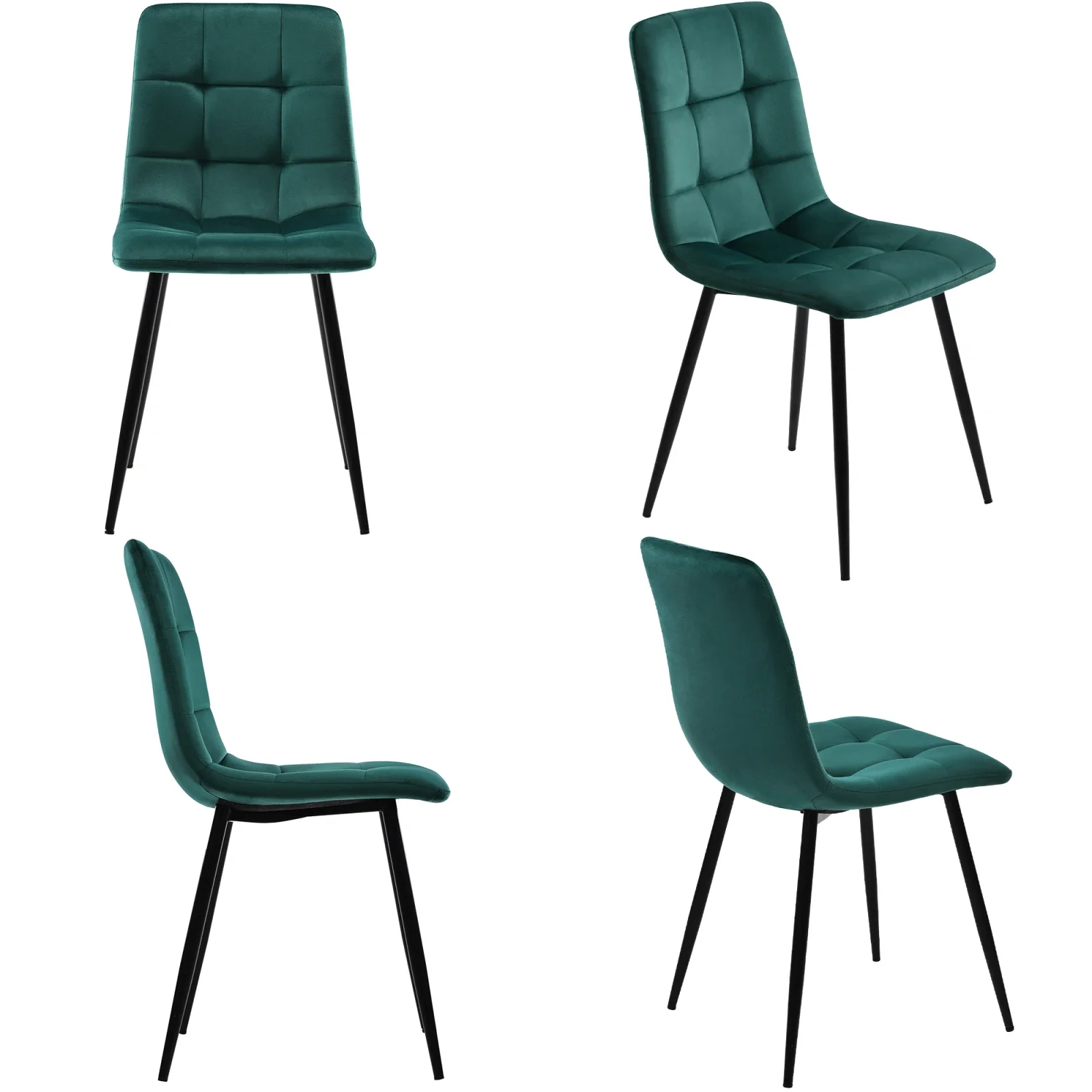 Rosahqnda Esszimmerstühle, Set of 4, gepolsterte Designer-Stühle mit Rückenlehne, Sitzfläche aus Velvet/Linen und Metallgestell – Detail 11