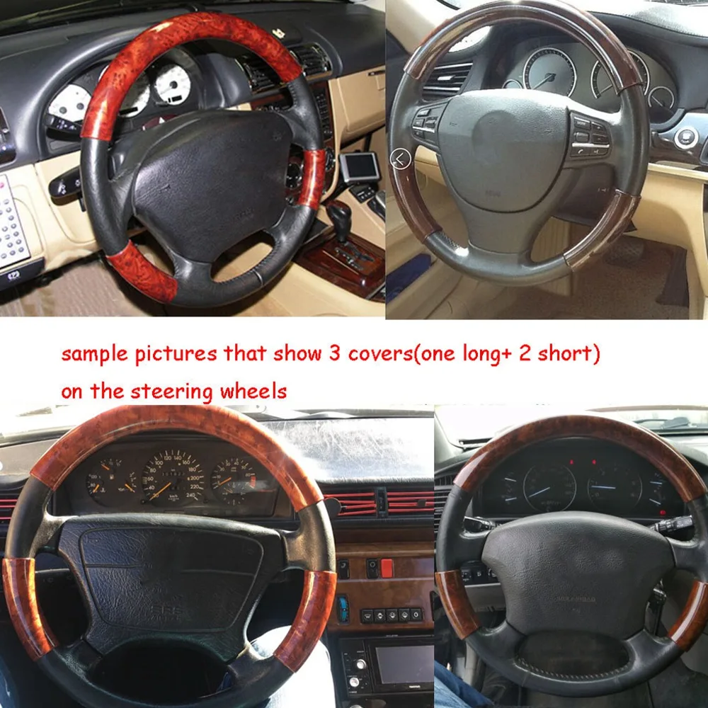 Car Steering Wheel Cover Three Section Handle Peach Wood Interior Three Section Clip-on Grip